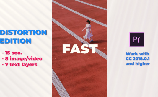 PR模板-现代风格转场效果，标题字幕，故障效果