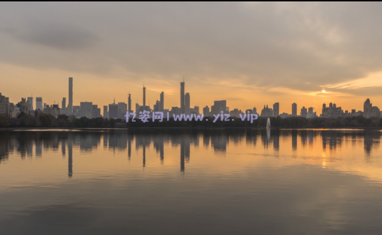 视频素材-曼哈顿地平线中央公园日落