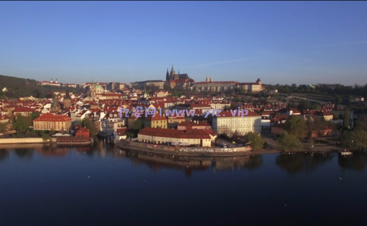 视频素材-航拍布拉格河岸