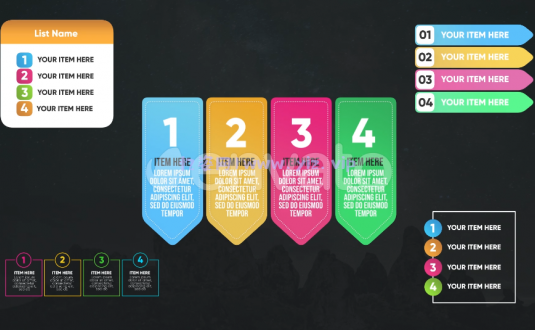 PR模板-5种彩色信息图表
