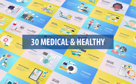 PR模板-30个医学和健康平面动画