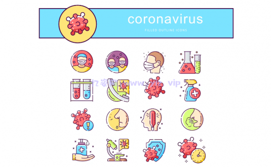 AE模板-冠状病毒动画图标