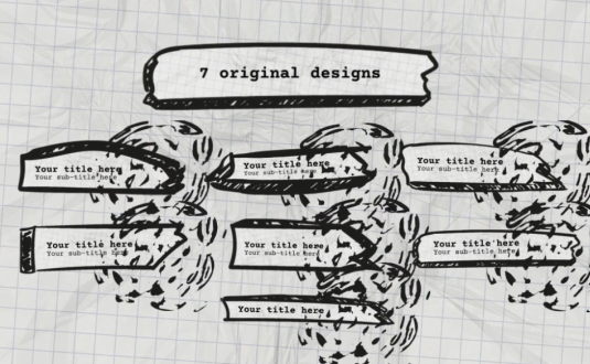 PR模板-素描字幕条标题