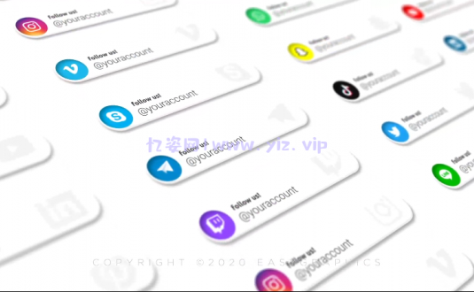 PR模板-圆形社交媒体字幕条动画