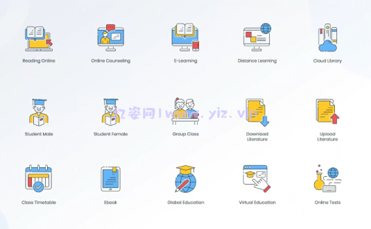 AE模板-在线教育图标包