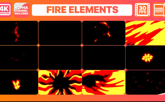 PR模板-火焰元素和标题包