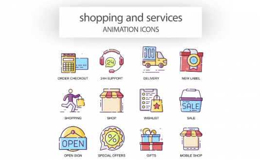AE模板-购物和服务动画图标