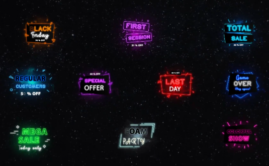 AE模板-霓虹灯销售标题