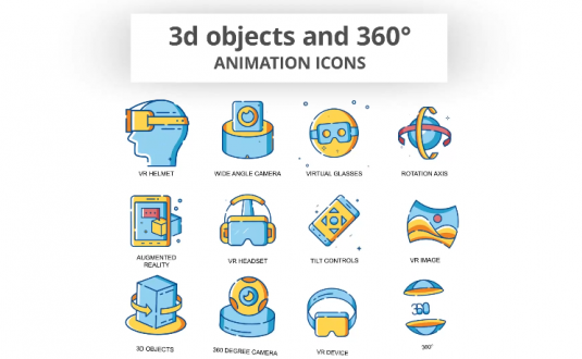 AE模板-3D对象动画图标