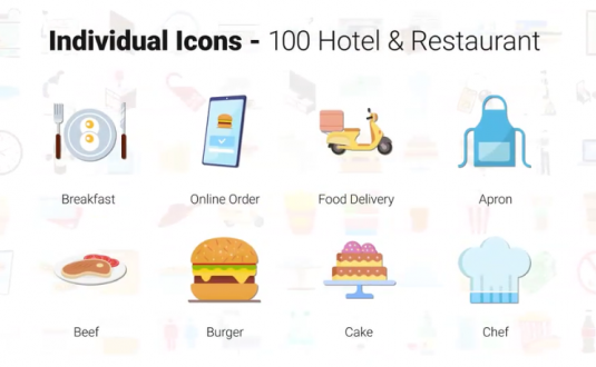 AE模板-100个酒店和餐厅图标