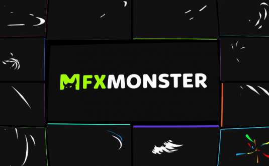 硬核PR模板-彩绘线条元素动画包