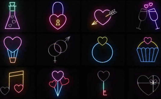 硬核PR模板-情人节霓虹灯元素包