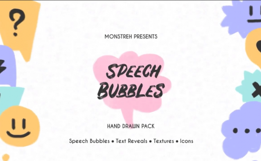 硬核PR模板-语音气泡手绘包