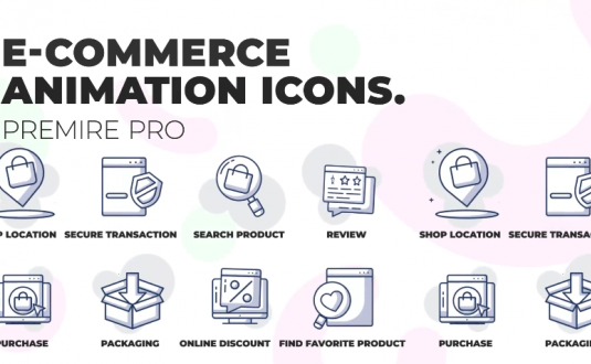 PR模板-电子商务和购物动画图标